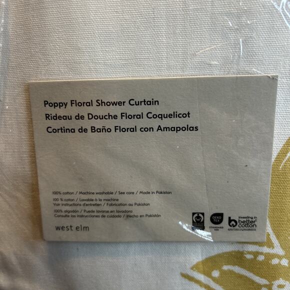 NWT West Elm Poppy Floral Shower Curtain-72"w x 74"l-Dark Horseradish Super Cute - Picture 3 of 8
